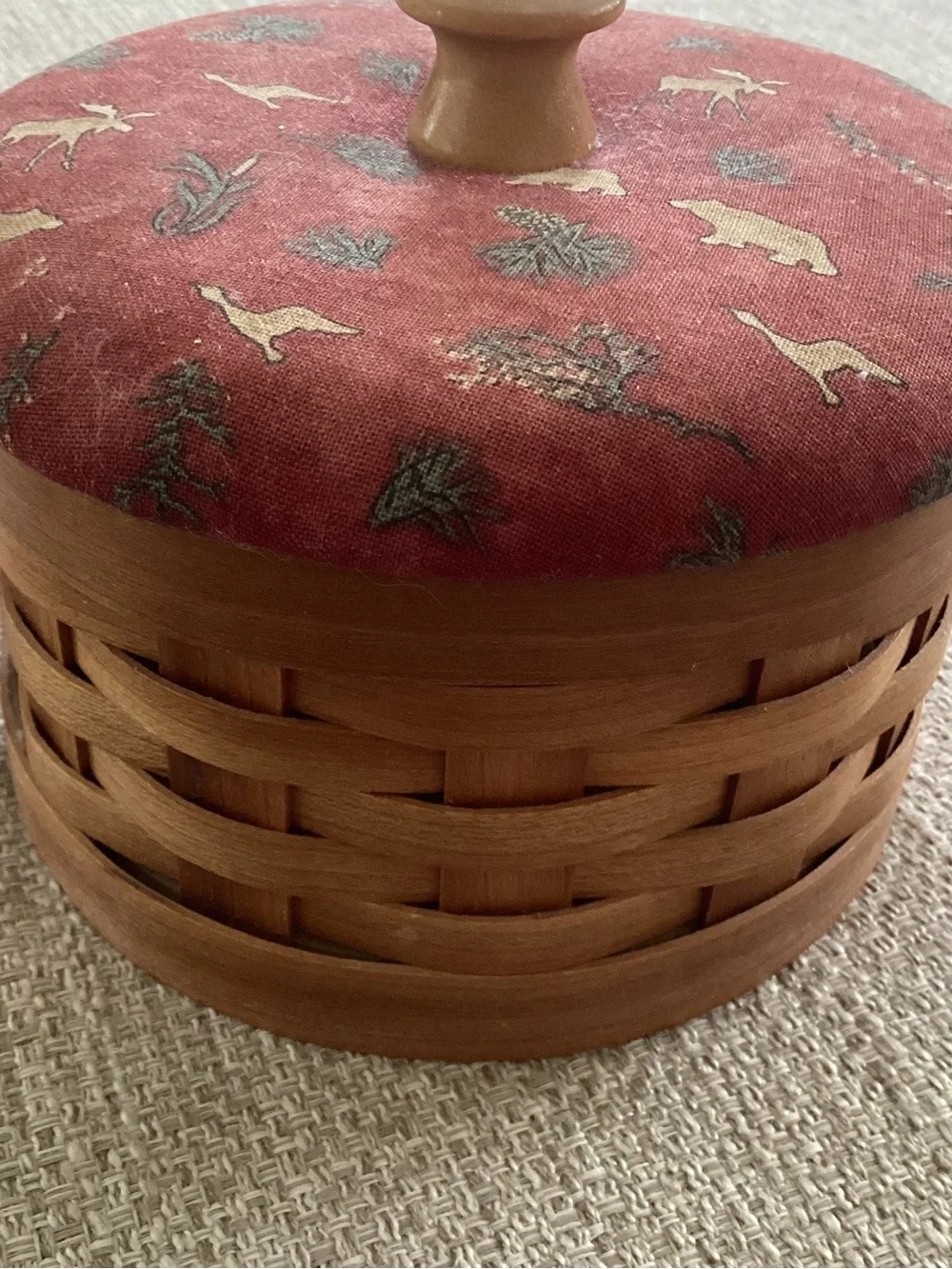 Ulrika Basketry Cherry Jewelry Basket Trinket Wildlife Design Maine